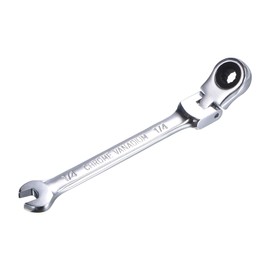sourcing map 1/4 Inch Flex-Head Ratcheting Combination Wrench SAE 72 Teeth 12 Point Ratchet Box Ended Spanner Tools, Cr-V
