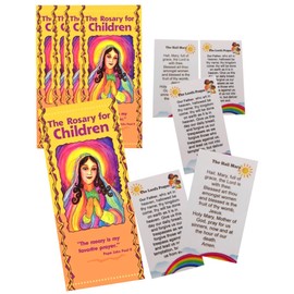 Westmon Works How to Pray the Rosary for Children Pamphlet and Our Father Hail Mary Holy Card Bundle Colorful Students Pack, Set of 5