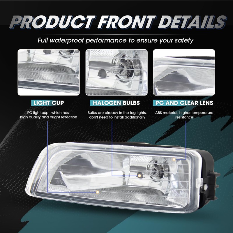 RAPOOSANS Driving Fog Lights Lamps Assembly for 2003-2007 Honda Accord