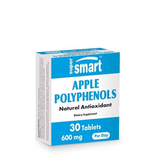 Supersmart - Apple Polyphenols Supplement 600 mg per Day - Apple Extract (80% Polyphenols - 5% Phloridzin) - Longevity Antioxidant - Anti Aging & Skin Health | Non-GMO & Gluten Free - 30 Tablets