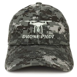Trendy Apparel Shop Drone Pilot Embroidered Soft Crown 100% Brushed Cotton Cap - Digital Night CAMO