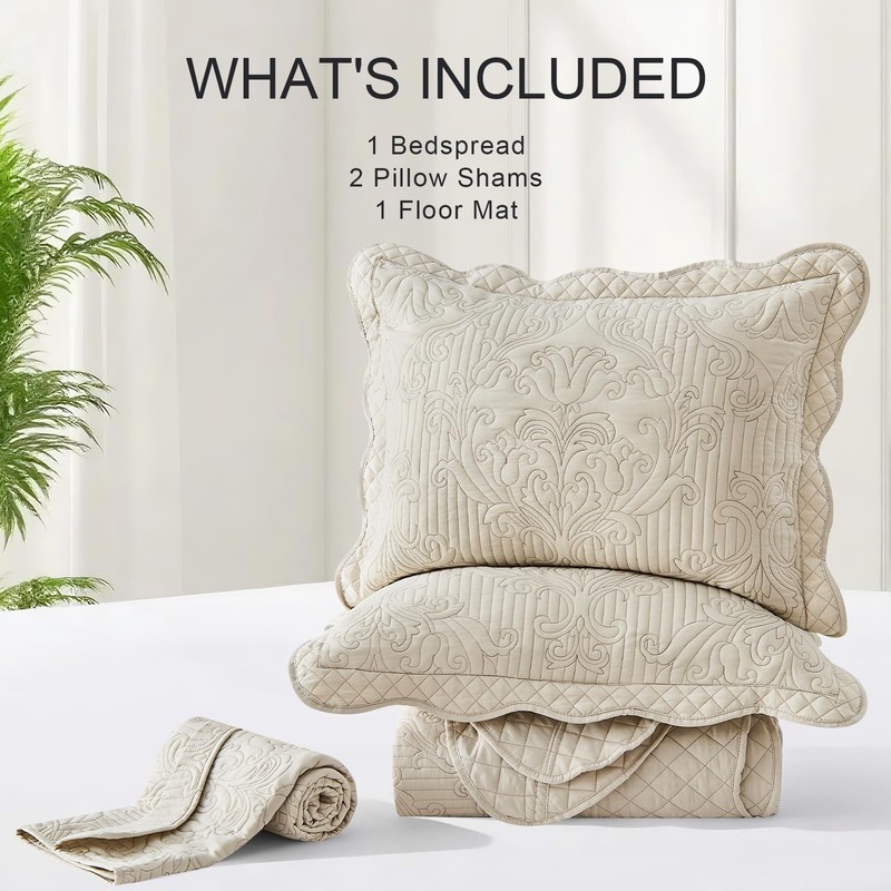 DaisyHuang Oversized King Bedspread 120×118,4 Piece Light Beige