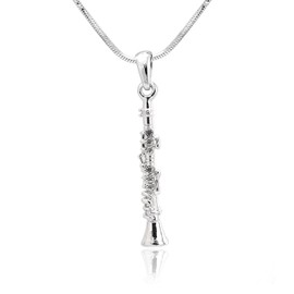 Spinningdaisy Silver Plated Woodwinds Musical Instrument Necklace (Clarinet)
