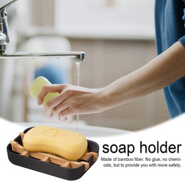 ProTaper Soap Box, Natural Soap Dish, Bamboo Wooden Soap Holder, Self-Draining, Double Layer Bamboo Wood Soap Dish Craft for Kitchen Bathroom Sponge Soap (Black)