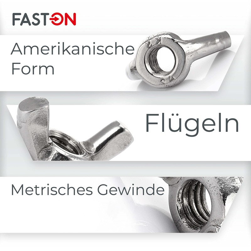 FASTON Wing Nuts M8 American Shape Stainless Steel A2 V2A