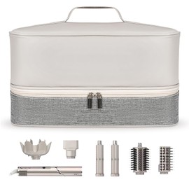 RXUTOTE Travel Carrying Case for Shark Flex Style/Dyson Airwrap, Double Layer Storage Organizer Case with Internal Zippered Compartment, PU Leather Travel Bag for Shark Hair Dryer Attachments