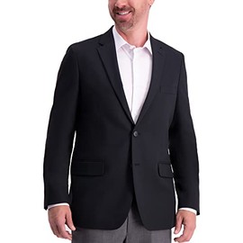 Haggar Men's The Active Series Classic Fit Gabardine Blazer (Regular and Big and Tall Sizes), Black, 42 Short