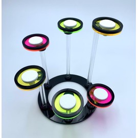 Weramics Black Round Big Frag Plugs for Corals with Fluorescent Acrylic and T-Shaped Bases - 4.72Inch Big Round Base (6 Units)