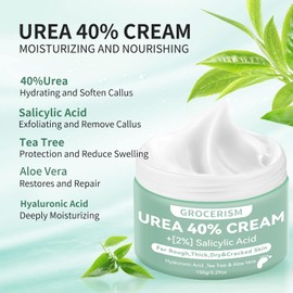 Urea Foot Cream 40 Percent Plus 2% Salicylic Acid 5.30oz ||Foot Cream with Urea with Hyaluronic Acid, Tea Tree & Aloe Vera for Deep Moisturizing, Callus Soften