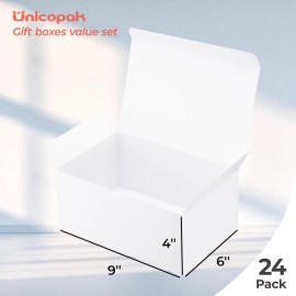 Unicopak Best UnicoPak 24 Pack Gift Boxes 9x6x4 Inches White with Lids for Presents Bulk