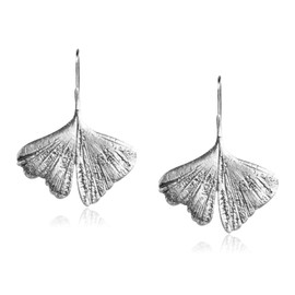 TIANHONGYAN Ginkgo Leaf Flower Earrings Gold Geometric Statement Floral Earring Vintage Bohemian Autumn Plant Dangle Drop Earrings for Women Jewelry Gift (silver)