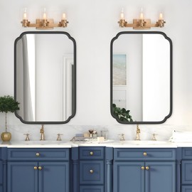 Ferytange Black Bathroom Mirror for Over Sink 20" x 30" Modern Rounded Rectangle Bathroom Vanity Mirror with Metal Framed Wall Mounted Decorative Mirror (Horizontal/Vertical)