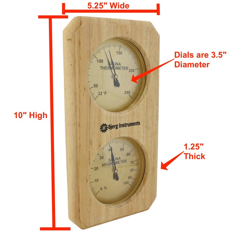 Sauna Thermometer and Hygrometer - 2-in-1 Indoor Analog Temperature &