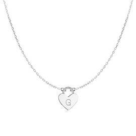 MARLION JEWELS Kette für damen Zartes Herz mit Initialen.. Halskette aus vergoldetem/versilbertem Chirurgenstahl ideal als Geschenk. Schmuck Damen (Versilberung, A)