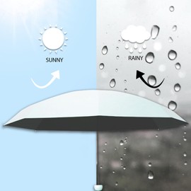 EEPLUYTY Mini Umbrella, Six Bone Umbrella, UV Protection Umbrella, Outdoor Sun Protection Umbrella, Rain or Sunshine Umbrella, Practical and Portable, Light white