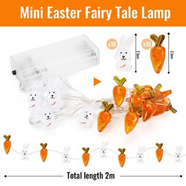 Wishstar Wishstar Hasen Lichterkette 220cm, Ostern Lichterkette, Bunny Karotte Led Osterbeleuchtung, Osterdekoration Lichterkette, Led Osterbeleuchtung, Osterdeko Innen