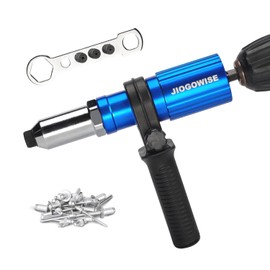 JIOGOWISE Professional Rivet Gun Adapter Kit,Electric Power Drill Rivet Attachment,Easy Processing for Pop Riveting Work,4 Rivet Heads 2.4mm 3.2mm 4.0mm 4.8mm and 80pcs Rivet Nails