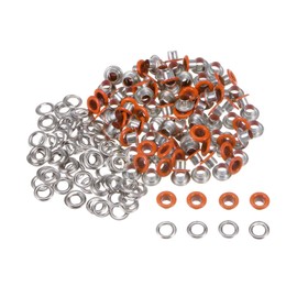 Kozelo Grommets Kit 100set-[4mm 1/6" Hole] Metal Eyelets Grommet Tool Kit for DIY Project Use, Tiny Grommets, Orange