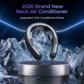 Portable Neck Air Conditioner Fan,Bladeless Fans,Long Endurance Limited Version Portable Neck Fan with LED Rechargeable Personal Neck Fans,3 Latest Cooler Plates,Quiet,Lightweight Neck Fans,Black