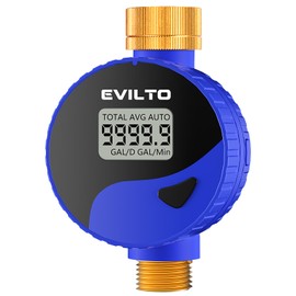 Water Flow Meter with 360° Rotatable and Removable Panel, Alloy Inlet & Outlet Flow Meter Measure Gallon/Liter Consumption for Garden Hose Watering, RV Water Tank Filling, Lawn Sprinkler