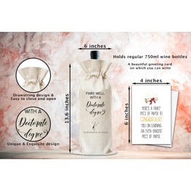 Graduation Wine Gifts Bag, Congrats Doctorate Degree Reusable Wine Bag, Champagne Gifts Bag, Congrats Gifts For Doctorate Graduate, Graduation Party Gifts, Burlap Drawstring Wine Bag With Card-12