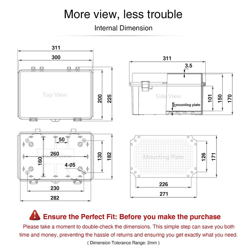 QILIPSU Waterproof Junction Box IP67 Outdoor Plastic Electrical Project Enclosure