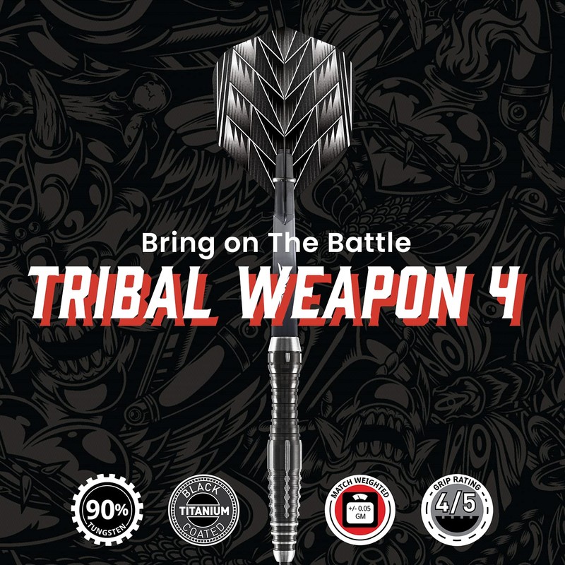 Shot! Darts Tribal Weapon Series 4-Soft Tip Dart Set-Centre Weighted-90%