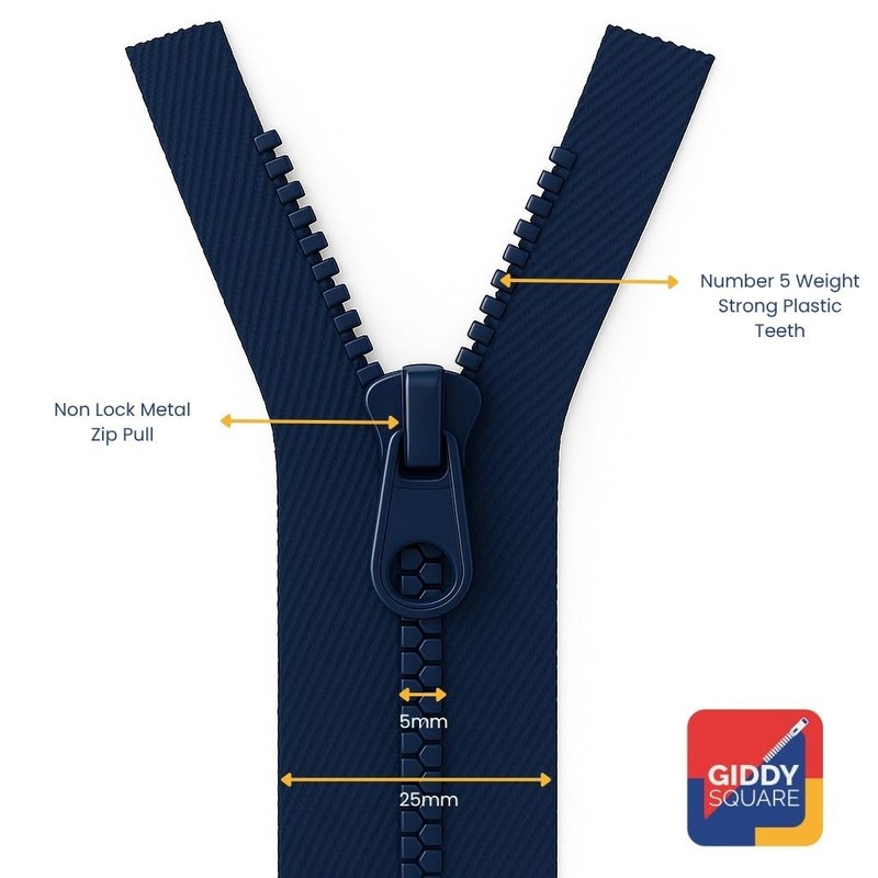 Black 28" (71cm) Chunky Zip – Separating #5 Weight Zipper,