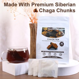 TEARELAE - Chaga Tea - 2g x 40 Count - Wild Harvest from Siberia - 100% Pure Natural Chaga Mushroom Tea Bag - Additive-Free - Non-GMO - Immunity Booster & Support Wellness