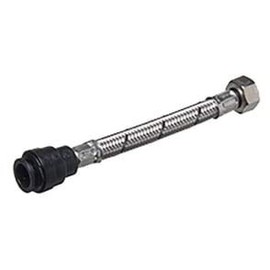 Flexible Tap Hose Connector Pack of 2 - Compression or Push Fit or Push Fit with isolating Valve 300mm Long (15mm Pushfit x 3/4"F x 300mm Long)