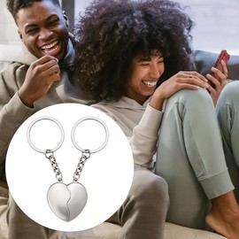 Matching Keychain for Couples Gifts for Couple Anniversary Birthday Gifts for Couples Best Friend Keychain for 2 Half Heart Keychain for Couple Friends Key Chain Silver