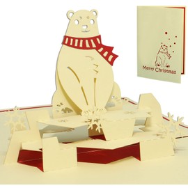 LINPOPUP®, LIN17079 Pop Up 3D Card, Christmas Card, Congratulations Card, Polar Bear, N415