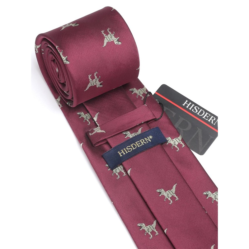 HISDERN Men's Ties Wedding Animal Pattern Handkerchief Classic Business Tie