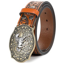 BELTROAD Western Leather Buckle Belt for Men Women Cowboy Cowgirl Mens Leather Belt for Jeans Christmas Hallowmas Men's Belt present