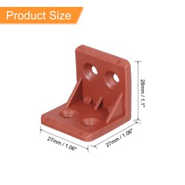 sourcing map 20Pcs Plastic Corner Braces, L Shape Corner Bracket, Right Angle Corner Support Brace, Shelf Board Holder for Wood Furniture Cabinet Drawer Bookcase, Red Brown