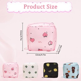 4PCS Sanitary Pad Storage Bag with Zipper Period Bag Sanitary Towel Holder Period Pad Bag Small Make Up Bag Napkin Key Coin Purse Portable First Period Bag for School Teen Girls Women