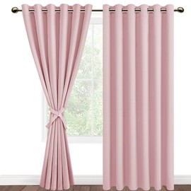 DWCN Pink Blackout Curtains 84 inch Length - Room Darkening Thermal Insulated Grommet Top Window Curtains for Bedroom Living Room, 70 x 84 inch Long,Blush Pink, 2 Drape Panels