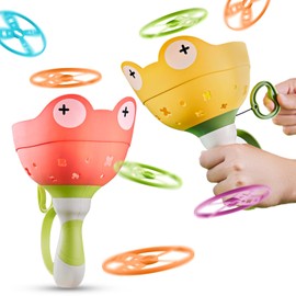 Outdoor Toy Children from 4 5 6 7 8, Garden Toy for Children from 4-8 Years, 2 Packs & 24 Discs Flying Saucer Launcher Toy, Propeller Toy for Children from 3 4 5 6 Years