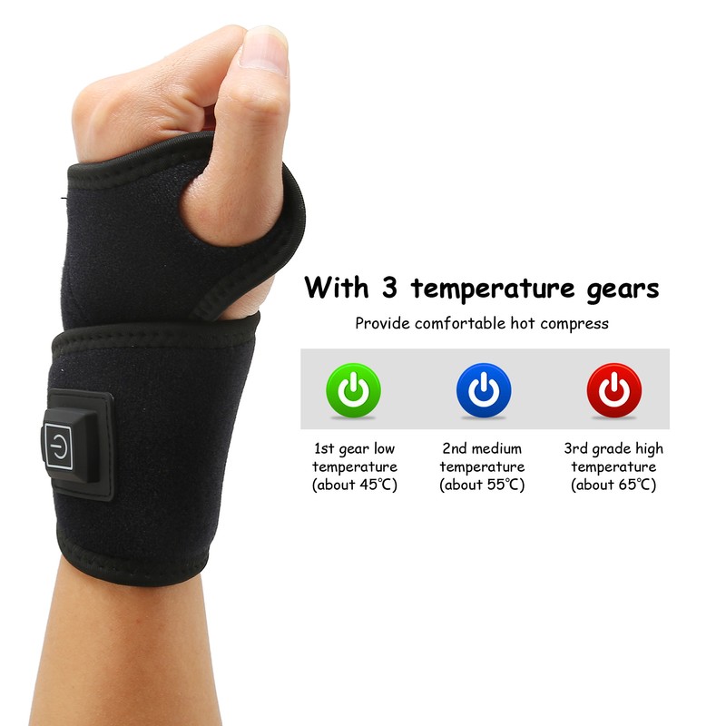 Electric Heated Wrist Brace 3 Temperature Gears Hot Compress 360