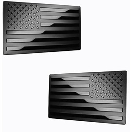 USA American Metal Flag Auto Fender Emblem for Cars Trucks Forward and Reverse Set (5"x3", Black - 2 Pack)