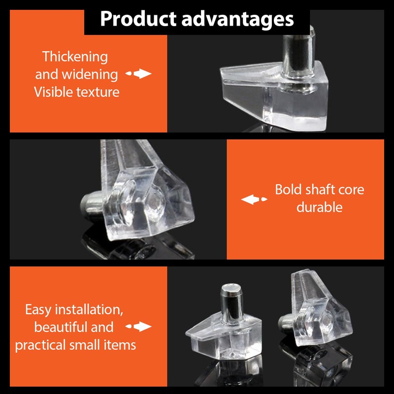 20 Pack 5mm Shelf Support Pegs, Clear Plastic Replacement Pins,Support