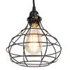 Rustic State Industrial Cage Pendant Light with 15' Black Fabric
