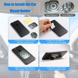 ymxdmd Universal Car Phone Holder Magnetic*【2 Pack】 [2022 Upgraded Version Provides 8 Pieces of Stronger N52 Magnets] for Car Dashboard 360° Rotation and Angle View Fits Most Smartphones [Black]