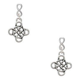 Delight Jewelry Silvertone Celtic Knot Cross Silvertone Infinity Post Earrings
