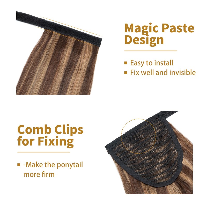 SEGO Ponytail Hair Piece, Extension Clip in Real Remy Hair