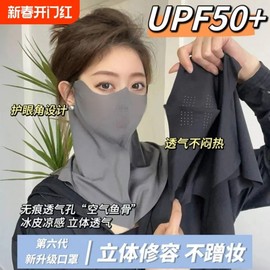 2025 New Summer UV Protection Ice Silk Face Mask 9 Free Size/Pink 10ea