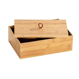 Wenko Bamboo Organiser Terra 3 Compartments -Storage Box, Bathroom Basket, Bamboo