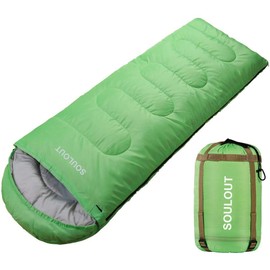 3-4 Season Sleeping Bag for Adults & Kids, Lightweight Warm Cold Weather Camping Bag with Waterproof Compression Sack – Portable for Hiking, Backpacking, Traveling & Outdoor Adventures (Green)