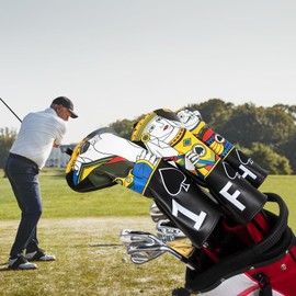 Golf Club Head covers Hybrid Utility Rescue with Interchangeable Number Tag 23456 UT Elastic Closure Black PU Leather Print Soldier Pattern