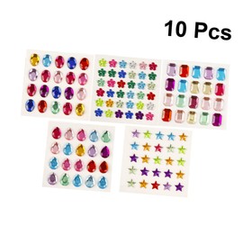 TEHAUX Star Blossom Octagonal Ellipse Water Drop Shape Stickers Rhinestone Acrylic Decals for Scrapbook